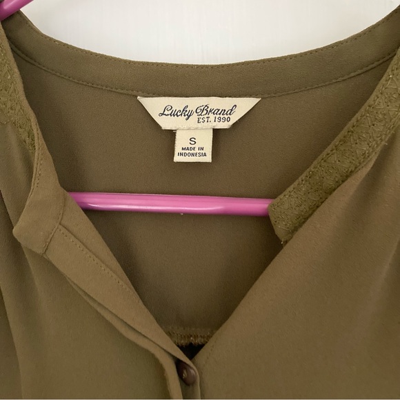 Lucky Brand | Olive Green Button Up Tank Top Size S - Picture 3 of 4